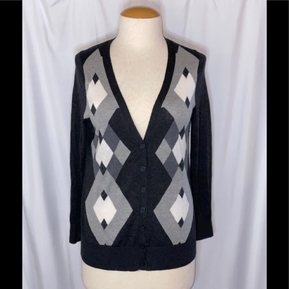 Lane Bryant V-neck Argyle Cardigan